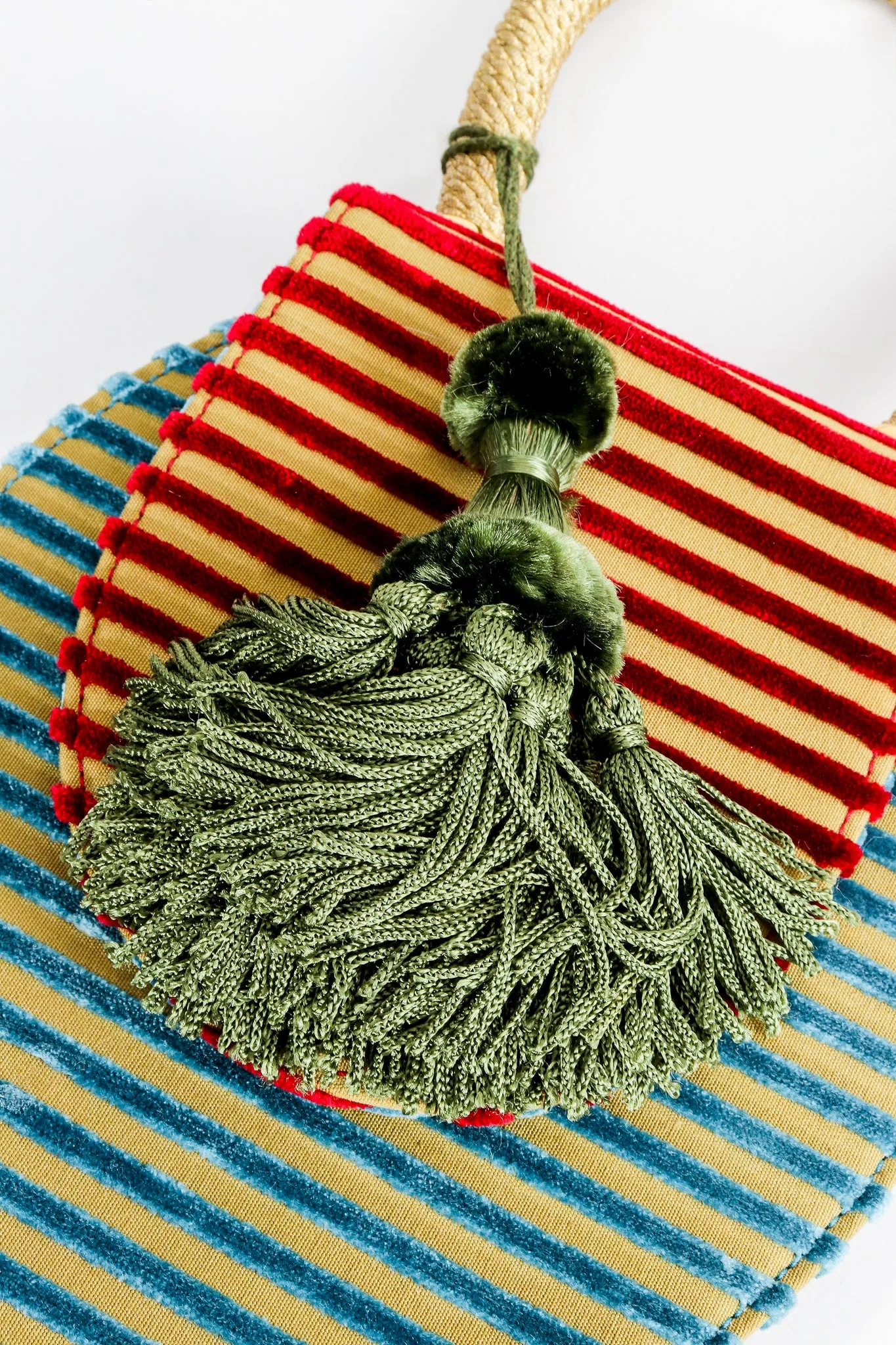 Velvet Striped Bell Bag