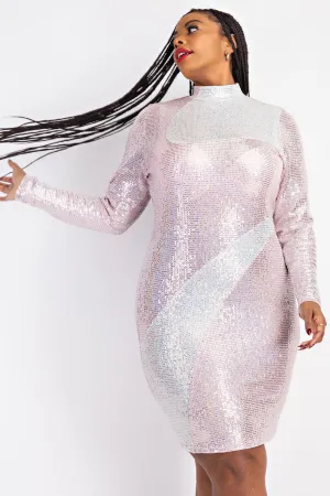 Victoria Sequins Color Block Dress