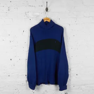 Vintage Ralph Lauren Polo Neck Jumper - Blue - XL
