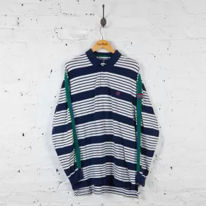 Vintage Ralph Lauren Polo Sport Striped Polo Shirt - Navy/White - L