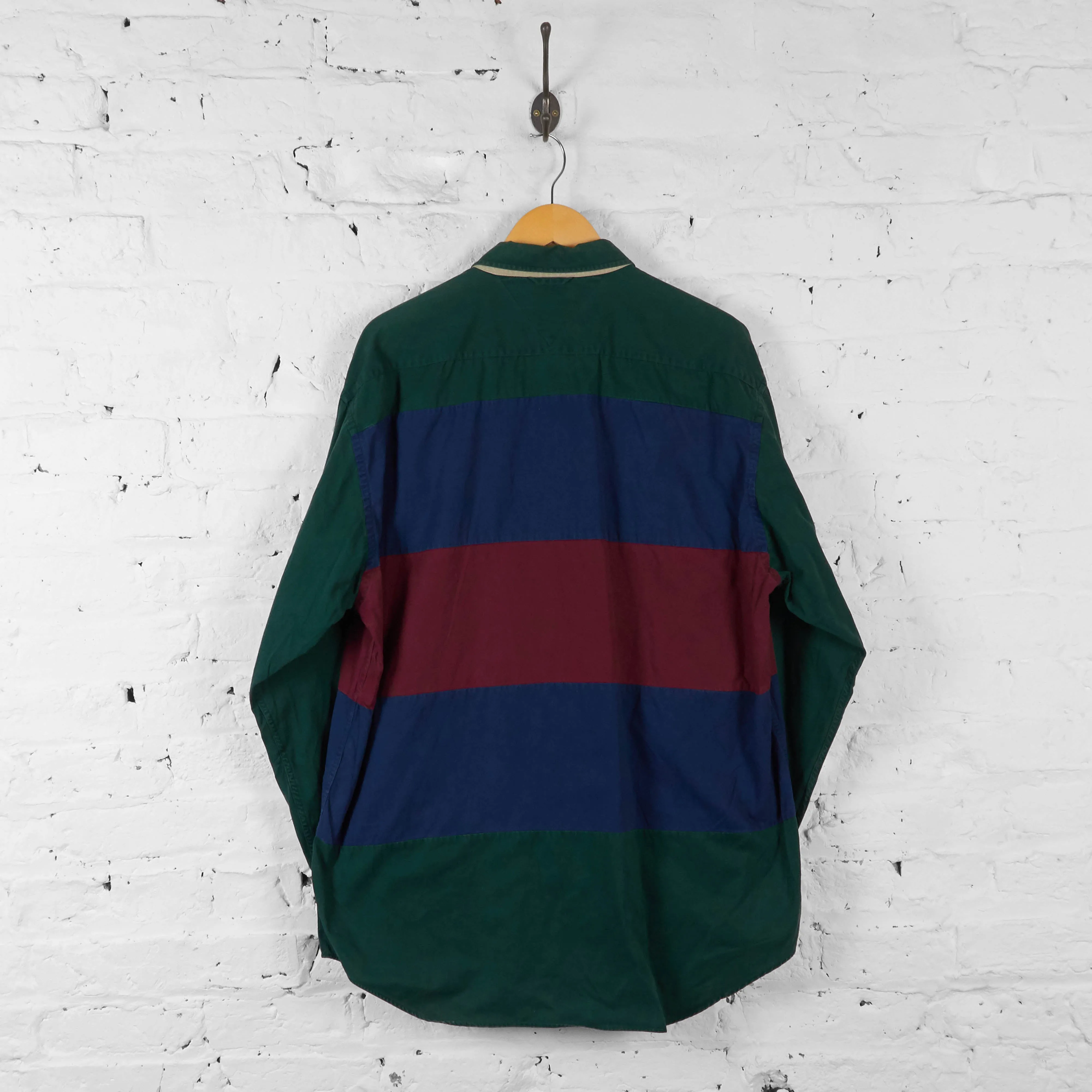 Vintage Tommy Hilfiger Striped Pattern Shirt - Green - XL