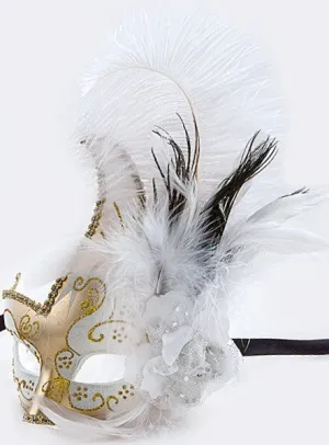 White and Gold Mardi Gras Mask