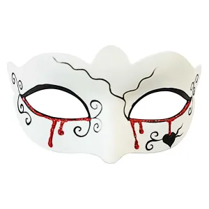 White Day of the Dead Mask with Bleeding Eyes