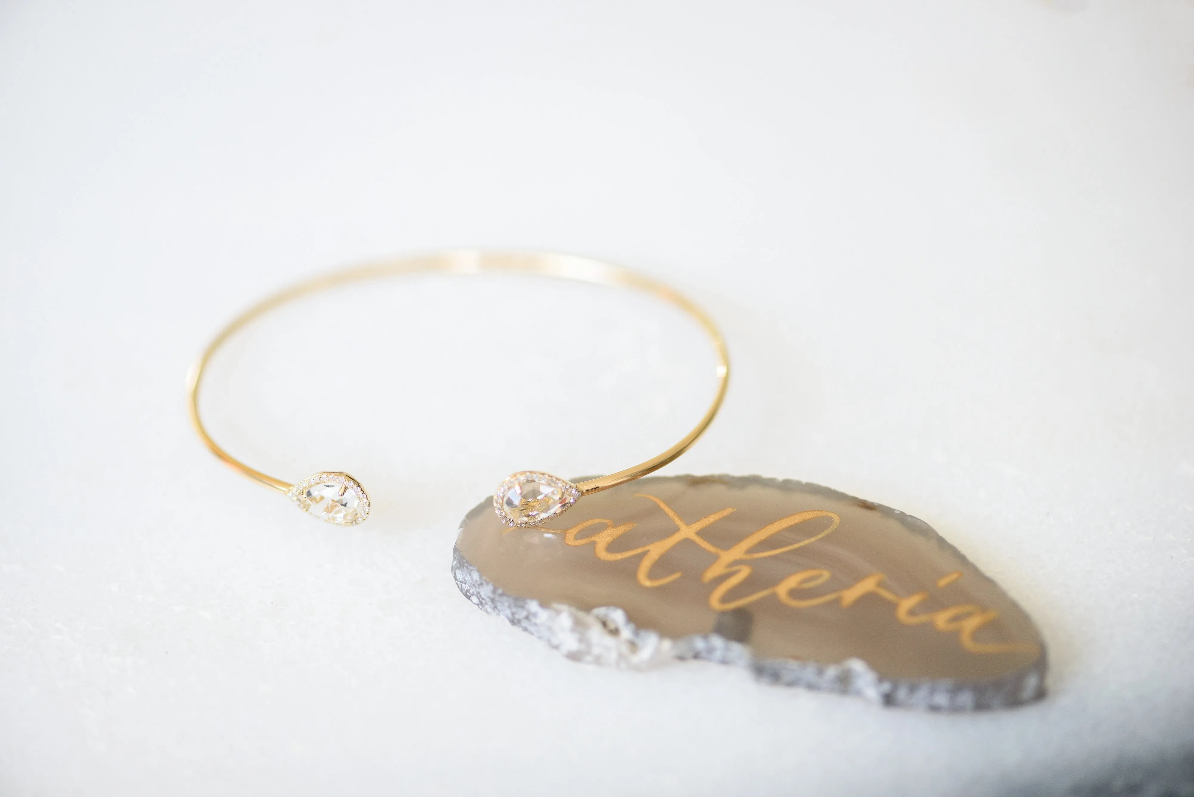 White Topaz Open Cuff Bangle