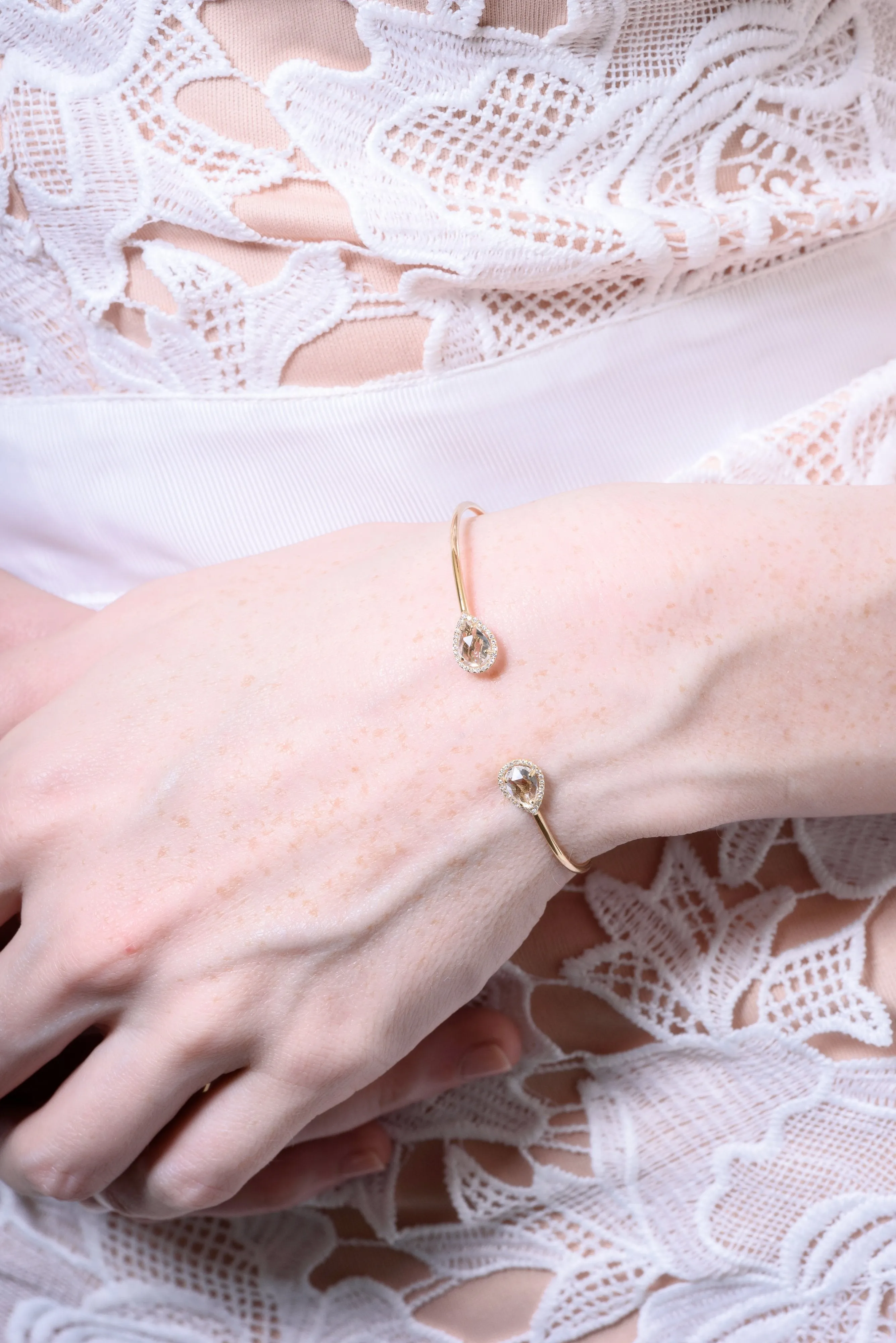 White Topaz Open Cuff Bangle