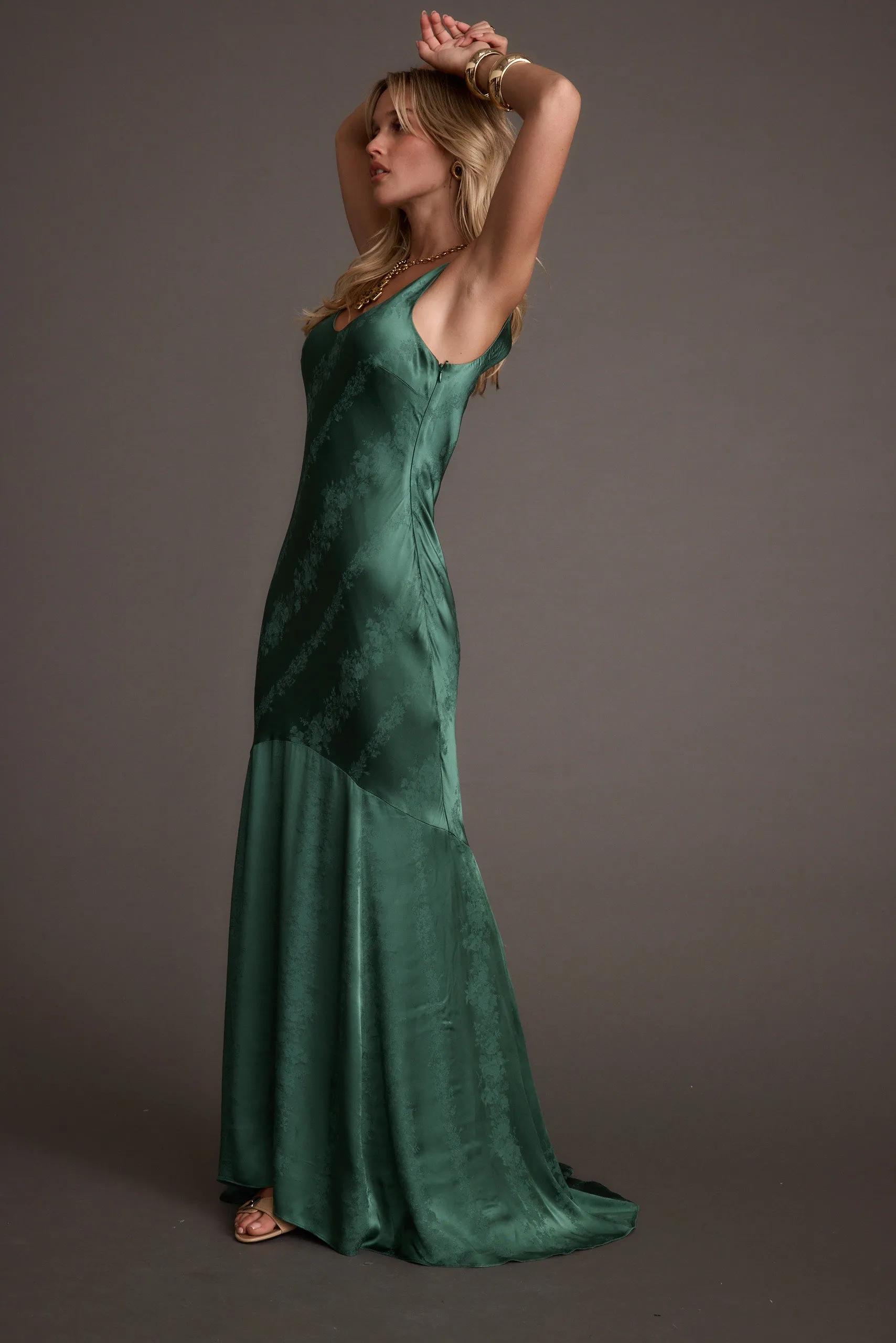 Willow Emerald Jacquard Maxi Dress