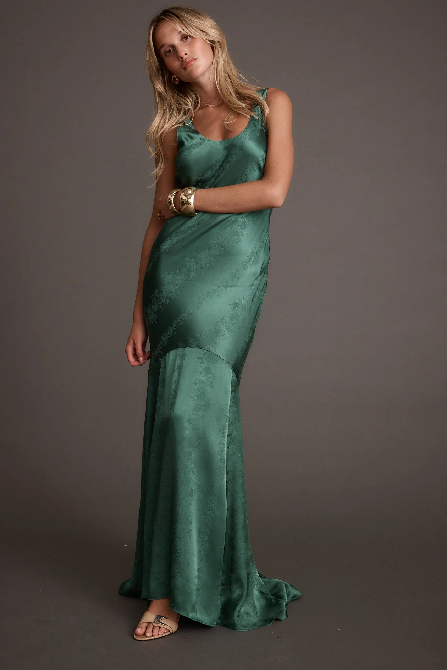 Willow Emerald Jacquard Maxi Dress