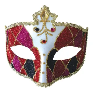 Women's Red & Black Mardi Gras Eye Mask