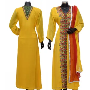 Yellow embroidered suit #fdn0409