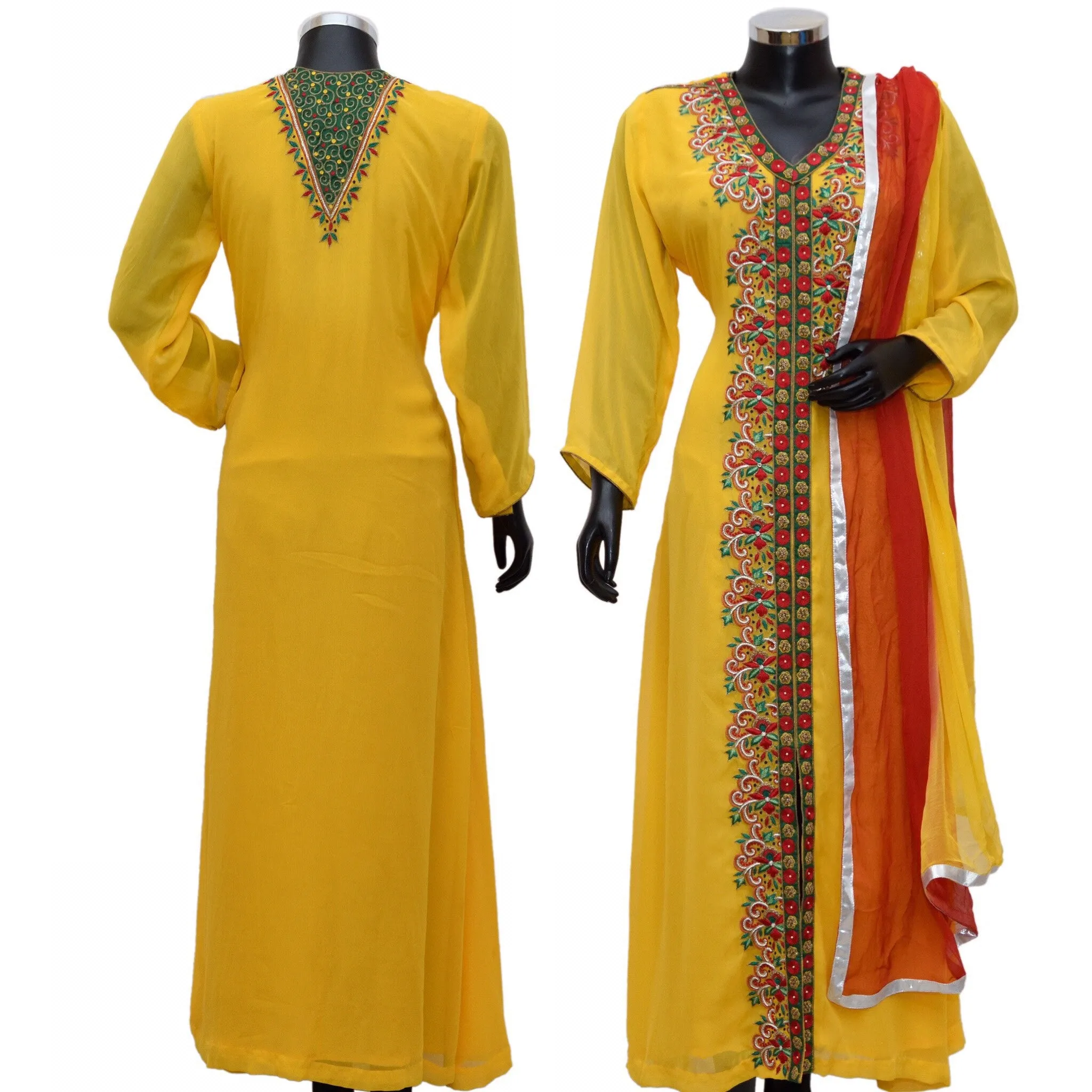 Yellow embroidered suit #fdn0409