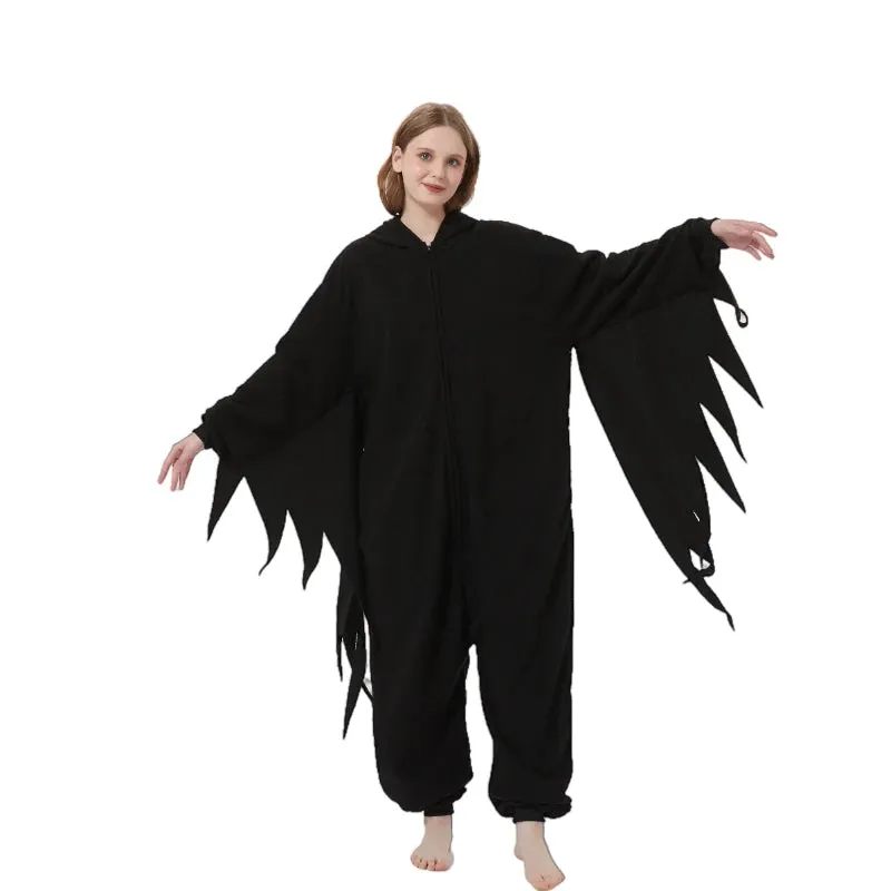 Zipper Mothman Suit Adult Animal Kigurumi Fleece Cosplay Onesie Pajamas Masquerade Cartoon Costume Halloween Party Jumpsuits